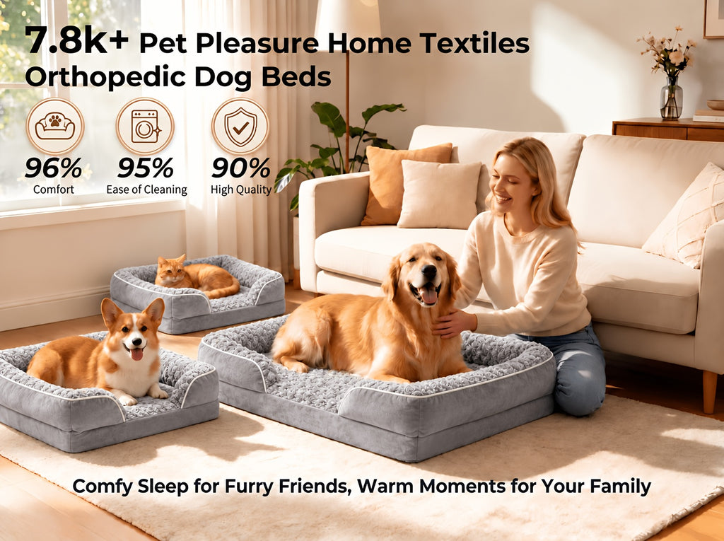 Extra Large Dog Sofa Bed with C-Shaped Bolsters, Removable Washable Plush Cover and Non-Skid Bottom, Grey Pet Couch with 20 to 71 Inch Size Options