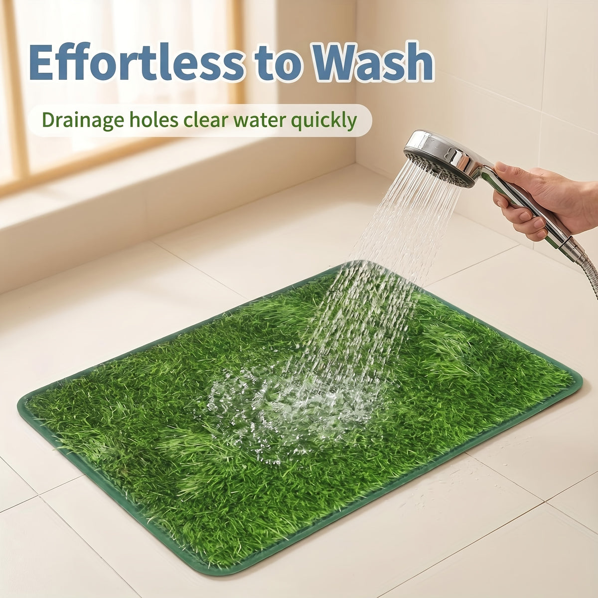 Artificial Grass Potty Training Mat for Dogs, Washable Reusable Turf Pad with Drainage and Non-Slip Base for Indoor and Outdoor Use