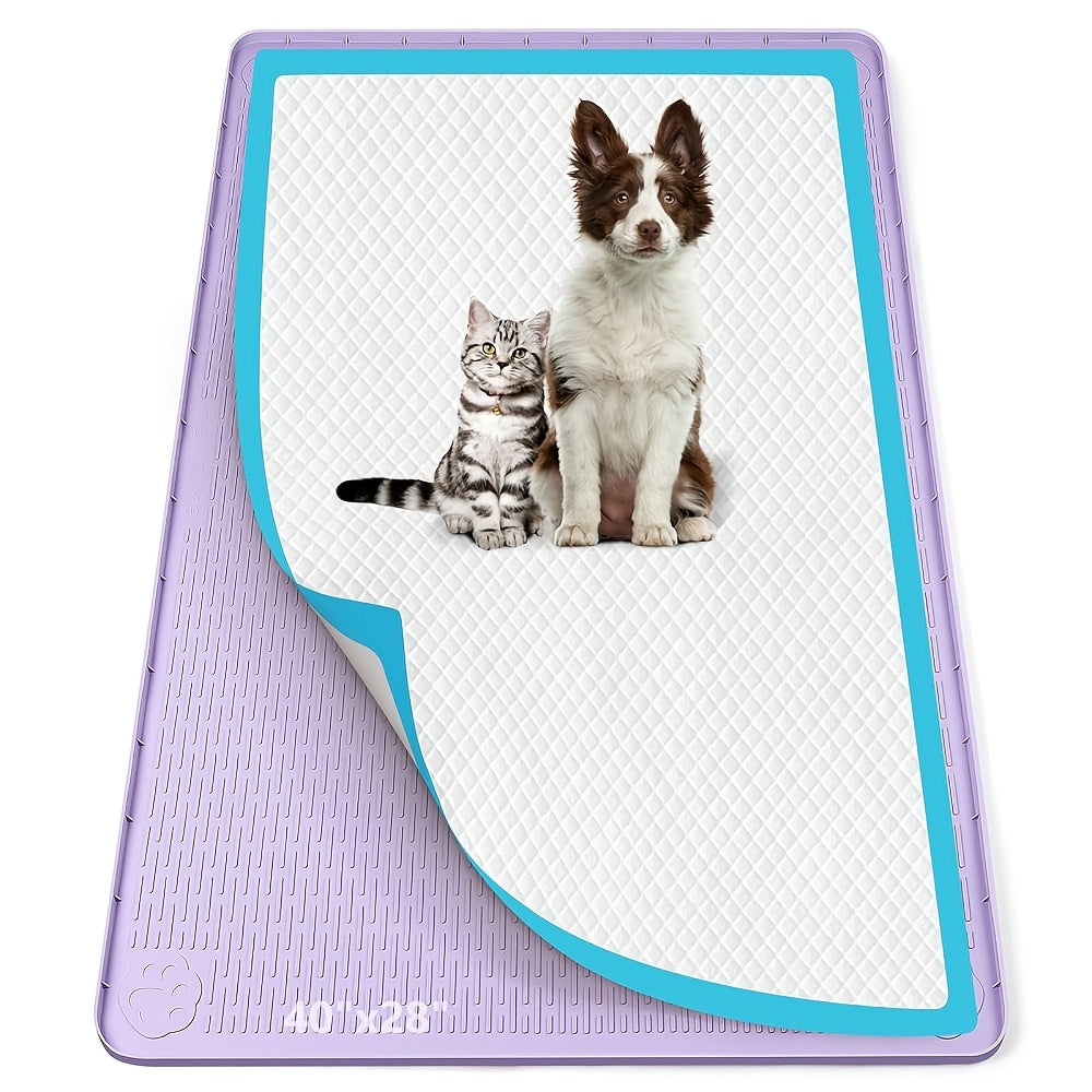 Silicone Pee Pad Holder for Dogs, Bartuke Washable Raised-Edge Training Pad Tray with Non-Slip Surface for Indoor Potty Routines, Pads Not Included