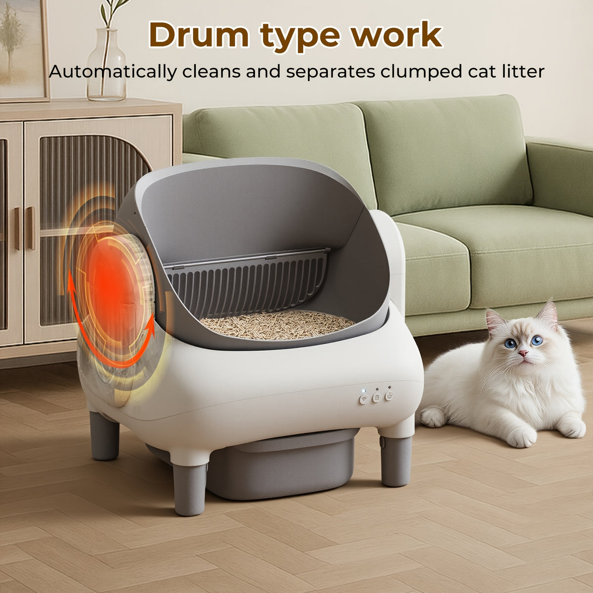 95L Automatic Cat Litter Box with App Control, Removable Washable Inner Tray and Built-In Safety Sensor for Multi-Cat Households