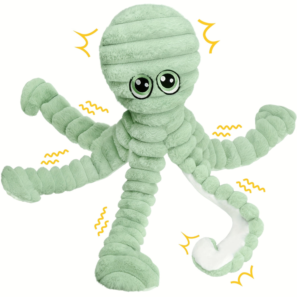 Octopus Plush Dog Toy with Squeaker, Single Soft Stuffed Puppy Play Toy for Supervised Interactive Games, Six Color Options Including Tie-Dye