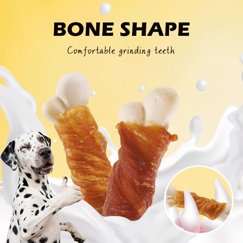 Calcium Bone Dog Chew Treats, 100g Dual Blend 2-in-1 Snacks with Listed Chicken, Duck and Cheese Flavors for Supervised Small and Medium Dog Rewards