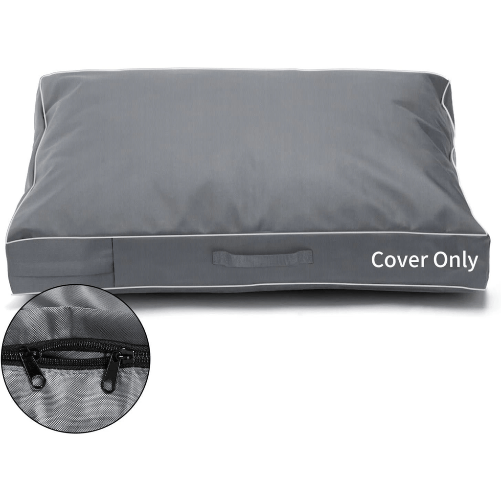 Dog Bed Cushion Cover with Zipper, Soft Washable Water-Repellent Pet Bedding Case in Grey, Black or Navy with Medium to Extra Large Size Options