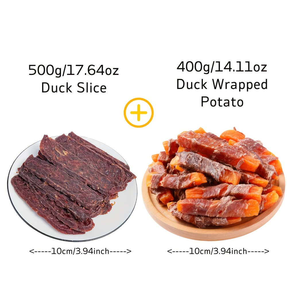 Dog Chew Treats Duo Packs, Chicken and Duck Jerky with Beef Chew Stick Options for Supervised Training Rewards, Everyday Snacks and Dog Gift Baskets