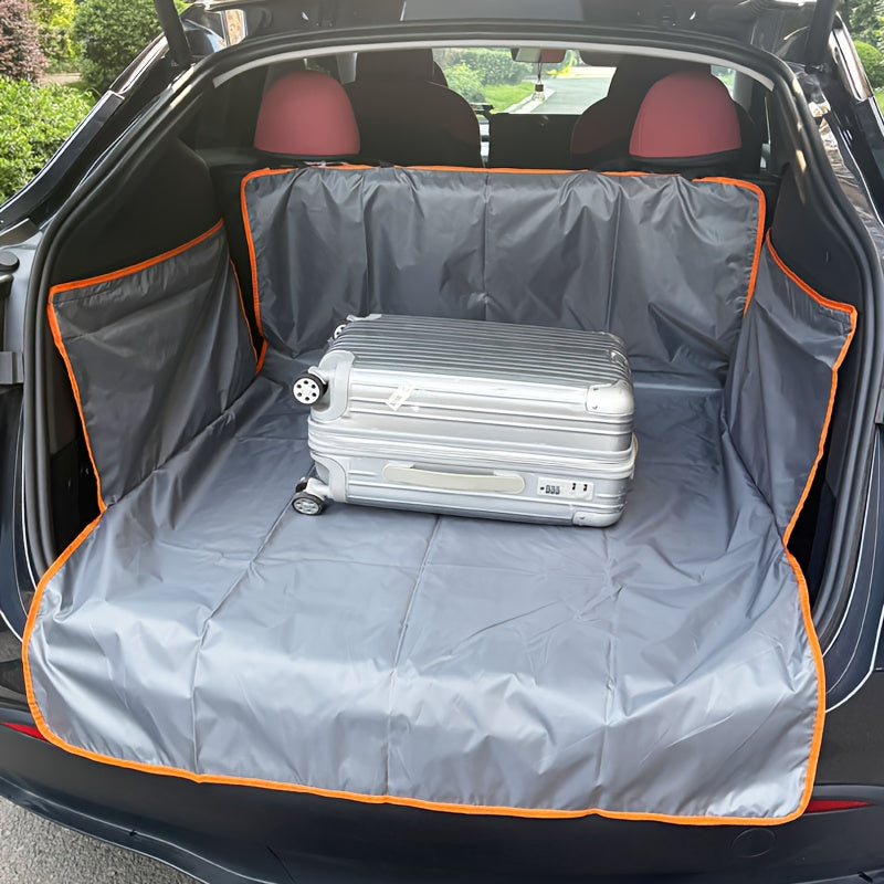 Dog Cargo Liner with Orange Trim and Side Flaps, Pet Trunk Cover for SUVs and Cars, Rear Interior Protector for Everyday Travel