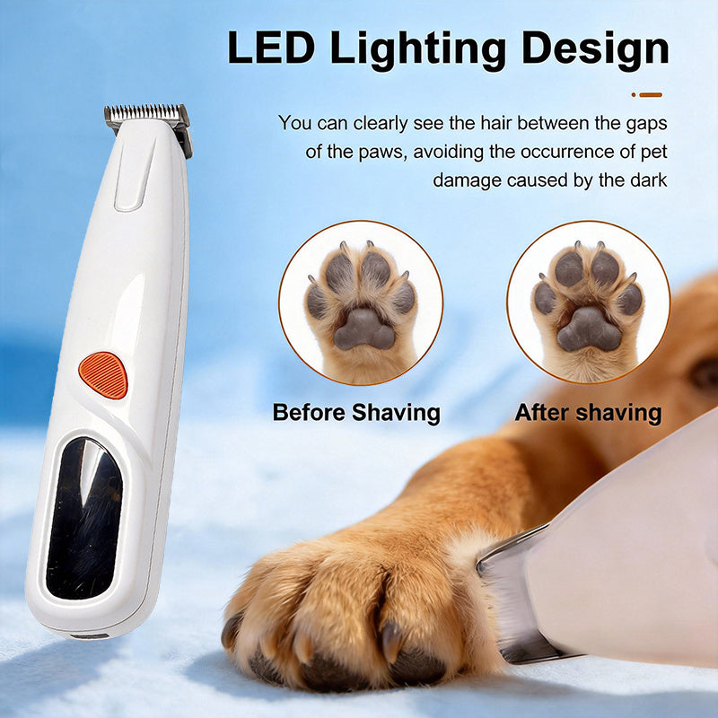 Pet Hair Trimmer with Digital Display and LED Light, Adjustable Low-Noise USB Rechargeable Grooming Clipper for Cats and Small Dogs