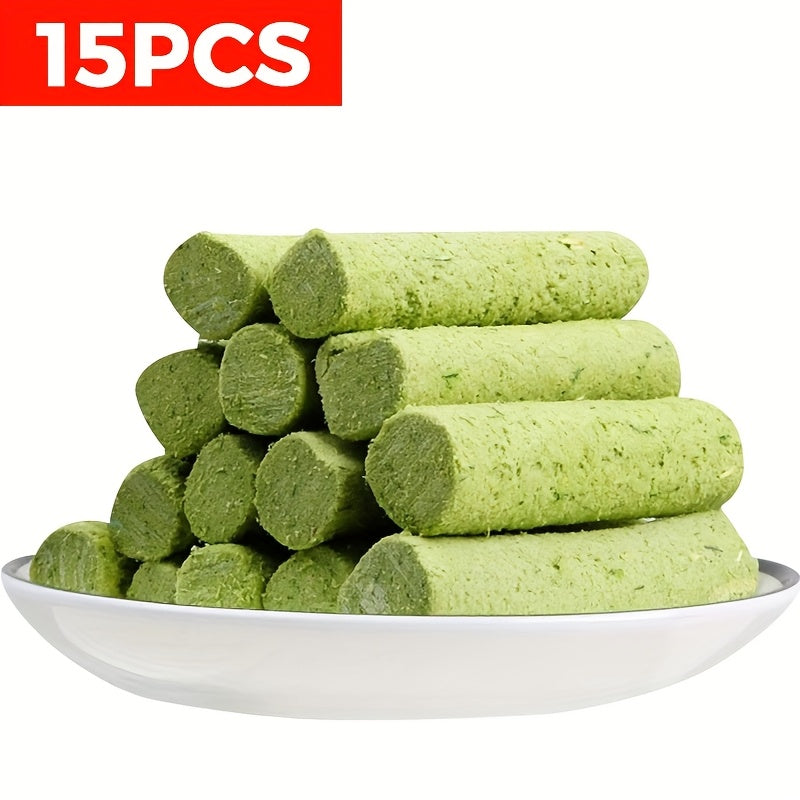 Dog Grass Treat Sticks 15 Pack, Freeze-Dried Green Chew Snacks for Supervised Reward Time, Everyday Canine Treat Routines and Holiday Gift Baskets
