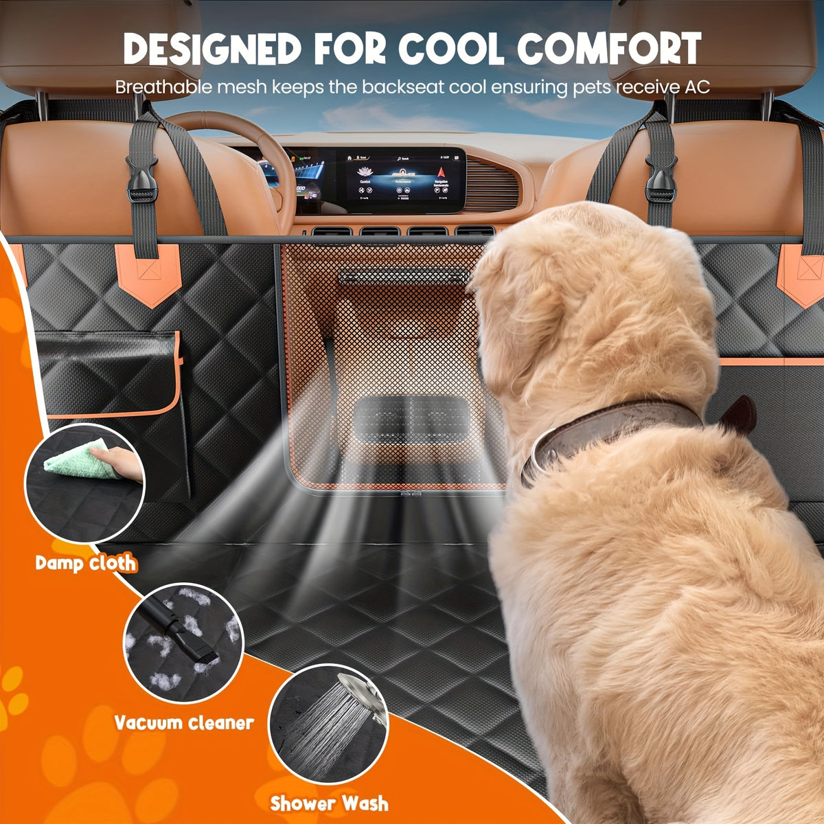Dog Back Seat Extender Travel Bed, Rear Seat Cover and Pet Hammock for Compatible Cars, SUVs and Trucks, Black or 2026 Upgraded Version