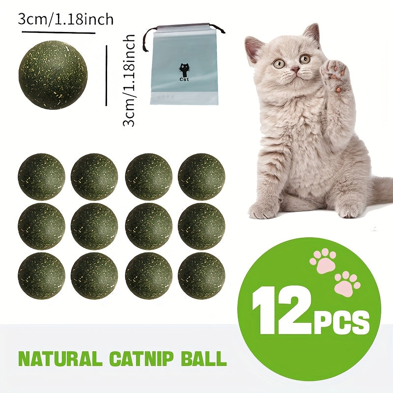 Natural Catnip Balls 12 Pack, 1.18-Inch Pressed Catnip Toy Balls for Supervised Indoor Cat Play, Multi-Cat Households and Cat Lover Gift Baskets