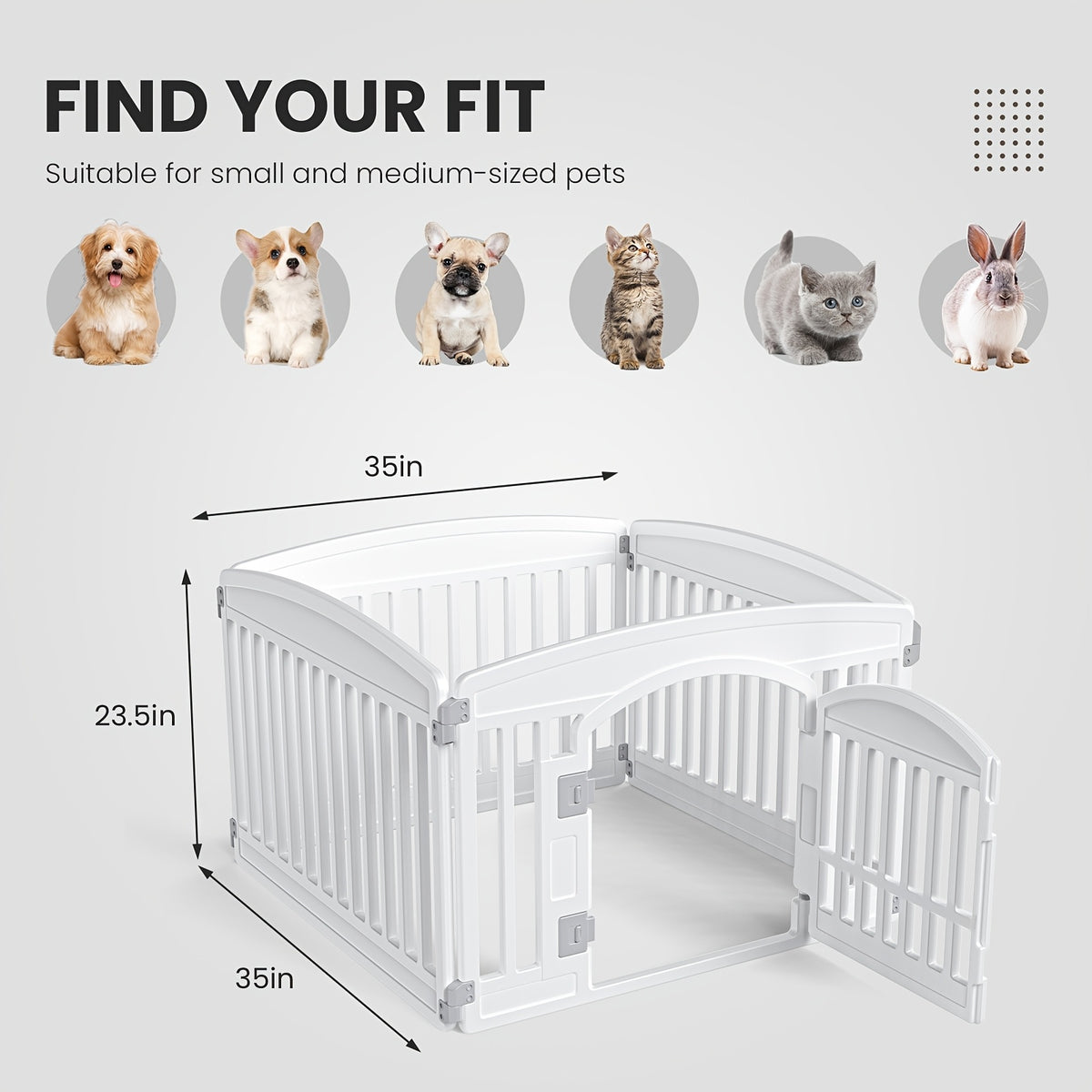 Foldable Dog Cage and Pet Enclosure with Tray, Black or White 4-Panel and 6-Panel Options Plus 36 Double-Door Style for Home and Travel Setup