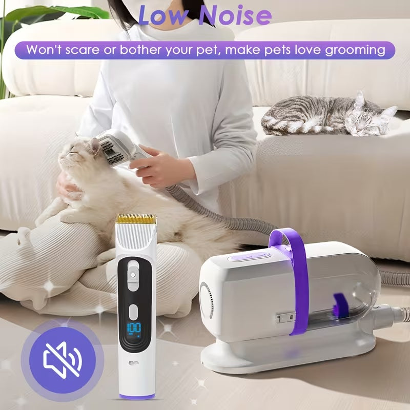 Pet Grooming Vacuum 12000Pa with 2.2L Dust Cup and 3 Suction Levels, Orange or Purple Dog Hair Collection System with 8-in-1 Kit Options