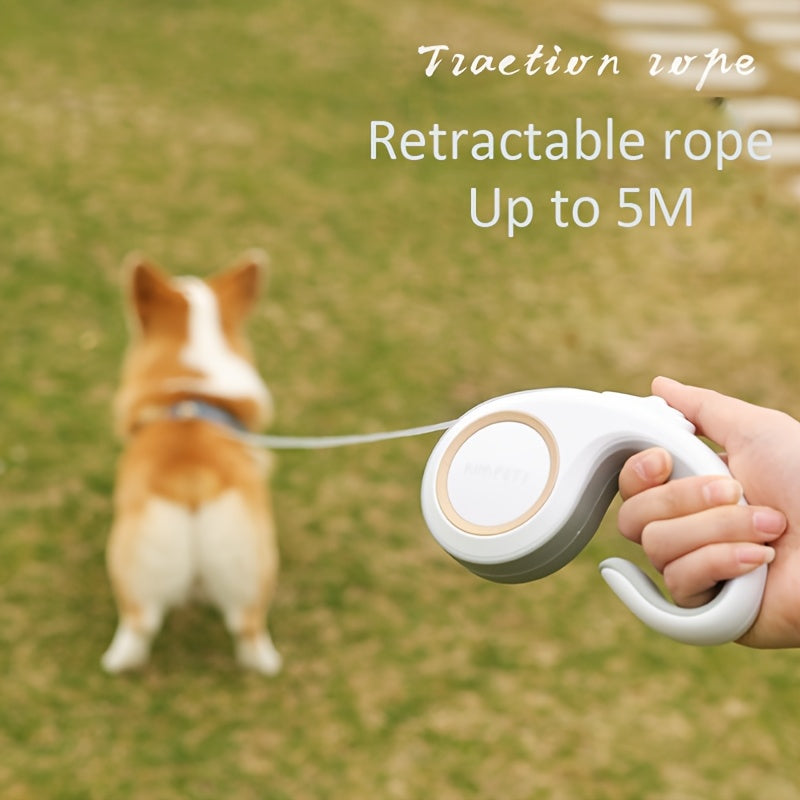 16ft Retractable Dog Leash with C-Shaped Ergonomic Handle, One-Button Lock and Unlock Control and 360-Degree Tangle-Reducing Design for Daily Walks