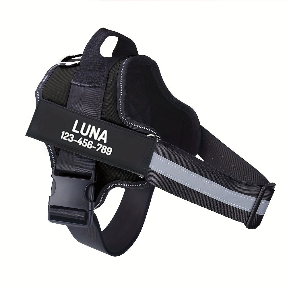 Personalized No Pull Dog Harness with Custom Name and Phone Number, Heavy-Duty Walking and Training Pet Vest in XS to XXL Size Options