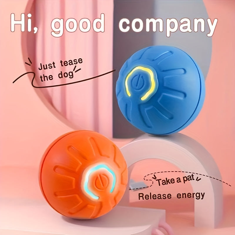 Motion Activated Dog Ball, USB Rechargeable Automatic Rolling Interactive Toy for Small and Medium Dogs, Blue or Orange for Supervised Chase Play