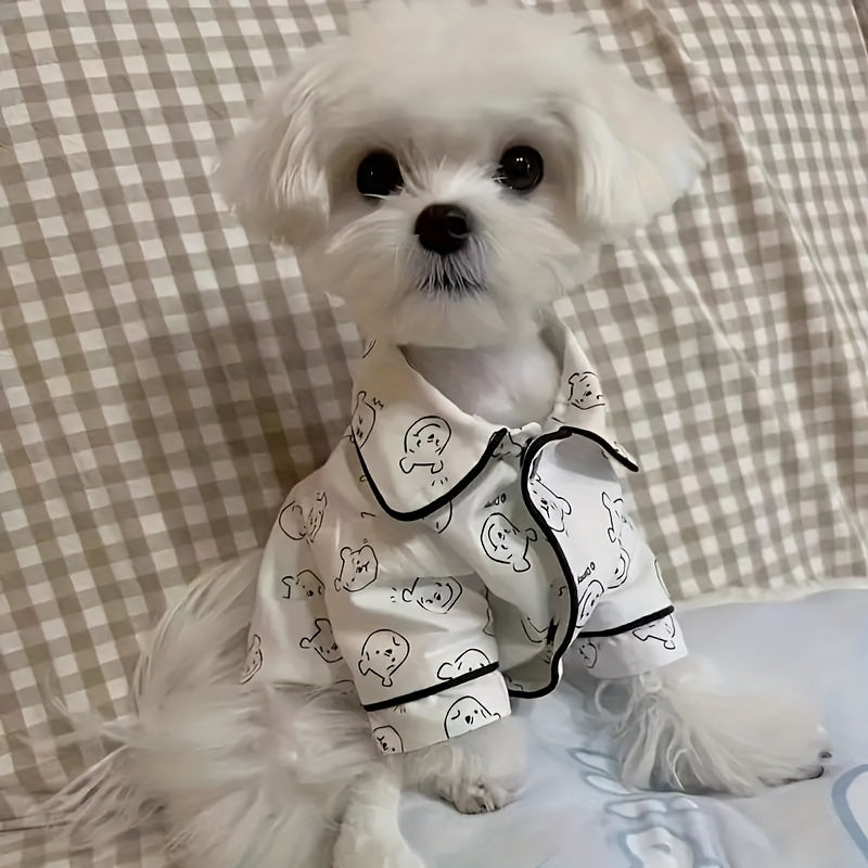 Dog Pajamas for Small Breeds, Soft Stretchable Breathable Pet Sleepwear in Black or Cute White Bear, XS to XL for Cozy Indoor Lounging