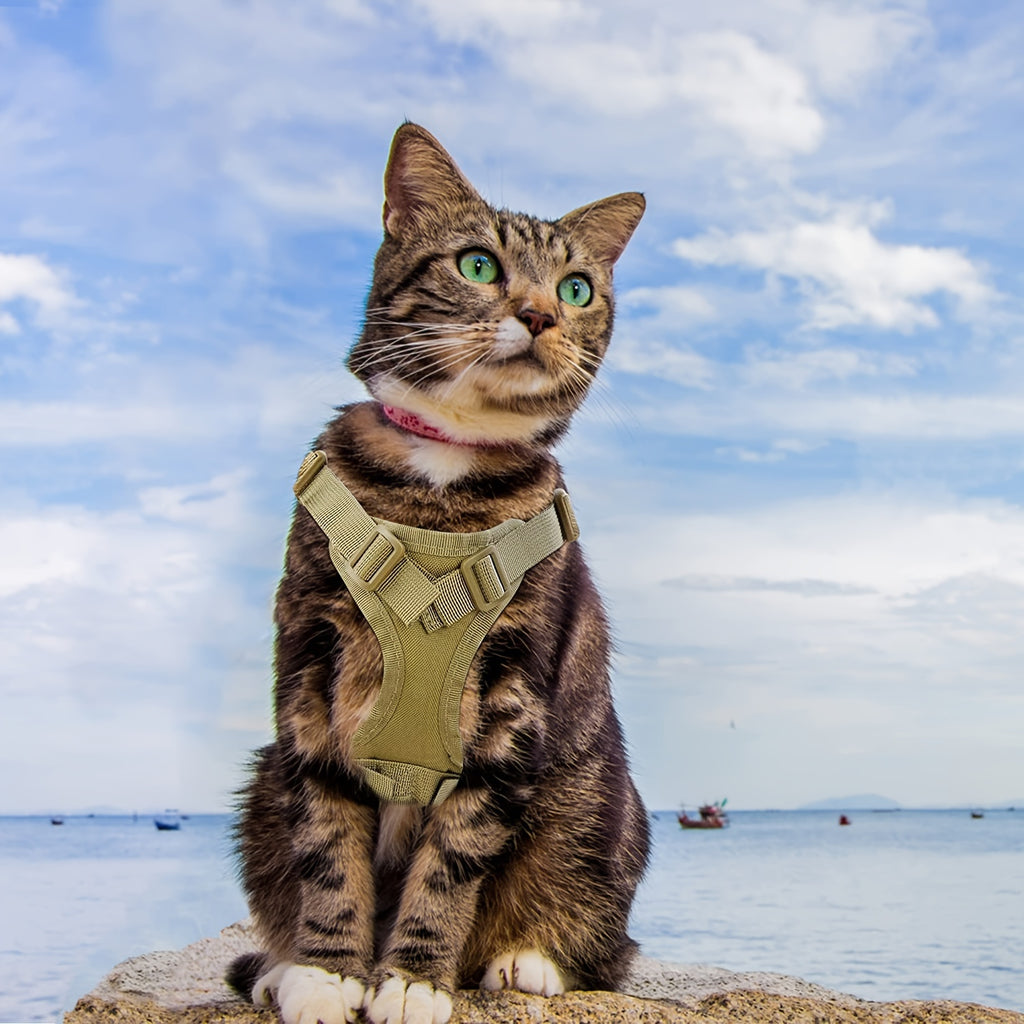 Tactical Cat Harness with Adjustable Chest Straps, 600D Pet Vest for Cats and Puppies, One-Size Training Gear in Six Color Options
