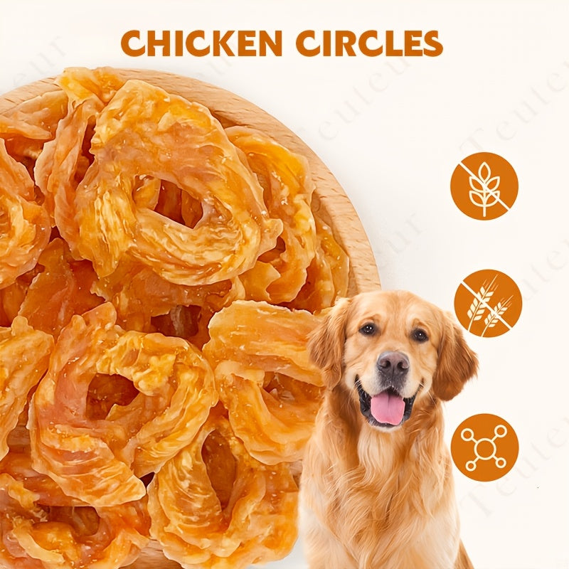 Chicken Jerky Rings for Dogs, 120g Rawhide-Free Grain-Free Chicken Breast Dog Treats for Supervised Training Rewards and Everyday Chewy Snacks