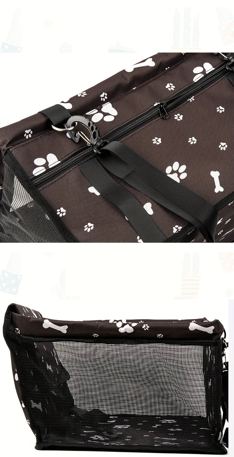 Mesh Dog Car Seat for Small Dogs and Cats up to 22 lbs, Foldable Pet Travel Bed with Adjustable Shoulder Strap, Non-Slip Base and Washable Cover