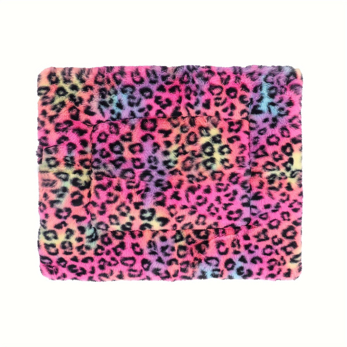 Reversible Dog Crate Mat with Leopard Print, Machine Washable Plush Pet Sleeping Pad for Dogs and Cats, Foldable Fleece Cushion in S to XL