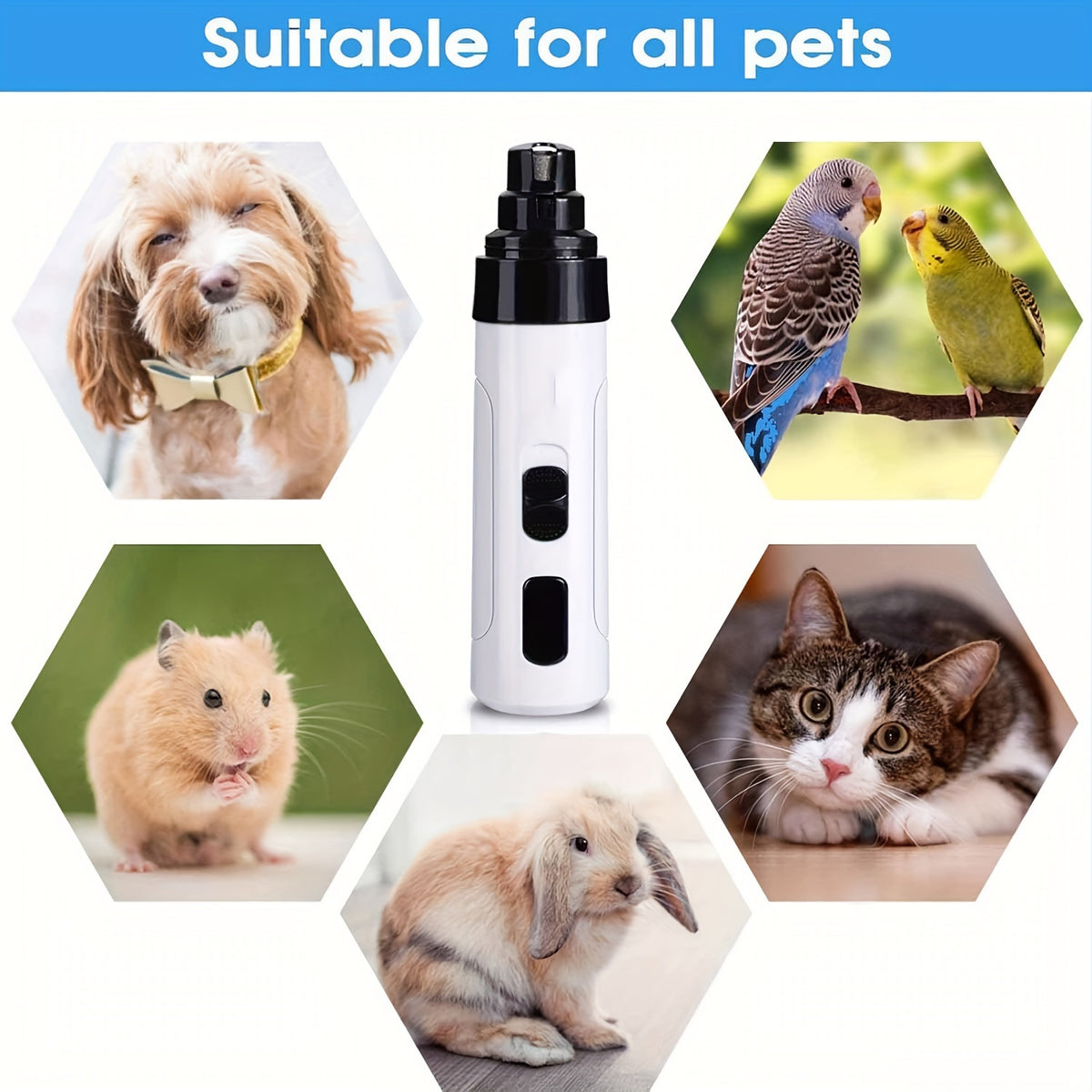 Dog Nail Smoothing Tool, Electric Pet Claw Grinder for At-Home Paw Grooming, White or Upgraded LED Screen Version for Regular Nail Care