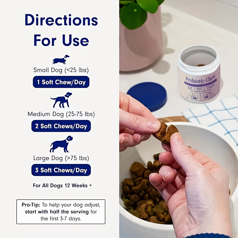 Probiotics for Dogs Nutritional Supplement, Promotes Digestion and Absorption, Canine Gut Health Tablets for All Breeds, 12.69 oz 90 Tablets, 3-Pack Daily Digestive Support for Puppies and Adult Dogs