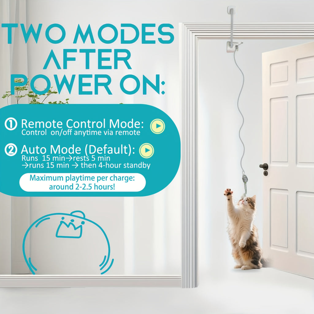 Flying Bird Cat Toy with Remote Control, Blue Electric Interactive Bird for Indoor Cats and Kittens, Hanging Motion for Supervised Play
