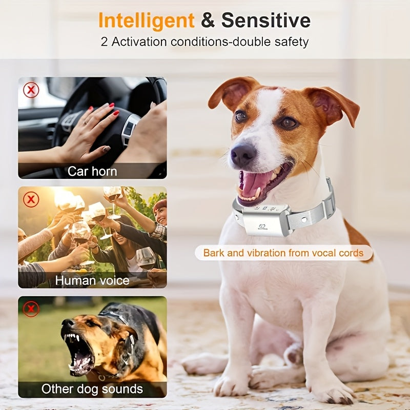 Anti Bark Collar for Dogs with 3 Sensitivity Levels, 7 Intensity Settings, Beep, Vibration and Optional Static Mode for Supervised Training