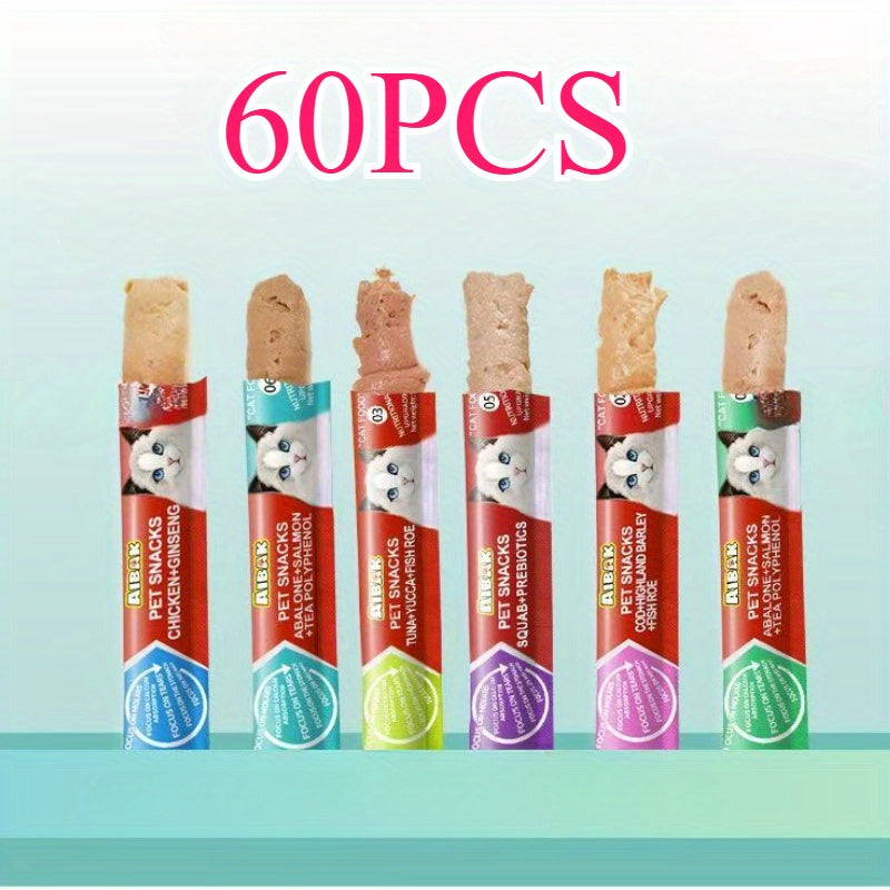 Grain Free Lickable Cat Treats with Feeder, 60 or 120 Creamy Squeeze Tubes, 0.52 oz Each, Mixed Flavor Cat Snacks for Hand Feeding