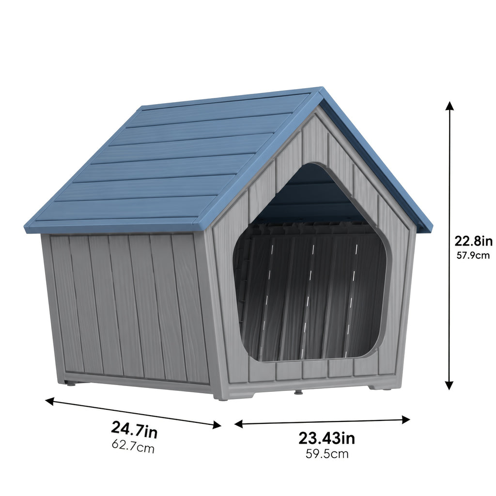 Resin Cat House with Raised Floor and Roof, XL Listed Pet Hideaway for Indoor and Sheltered Outdoor Rest, Blue or Light Brown, Assembly Required