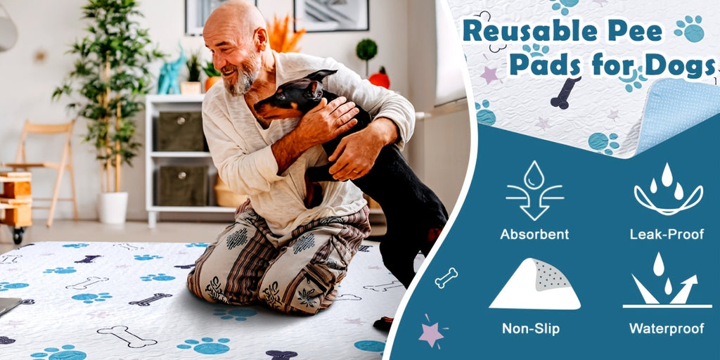 Reusable Dog Pee Pads with Four-Layer Design, Machine Washable Non-Slip Puppy Training Mats in Seven Size Options for Floors, Crates and Playpens