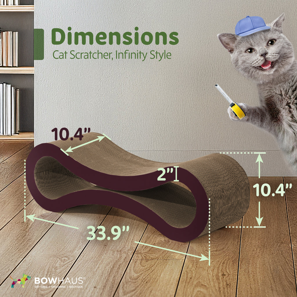 Infinity Cat Scratcher Lounger, 33.9-Inch Reversible High-Density Cardboard Scratching Bed for Indoor Cats, Five-Layer Design in Brown or White