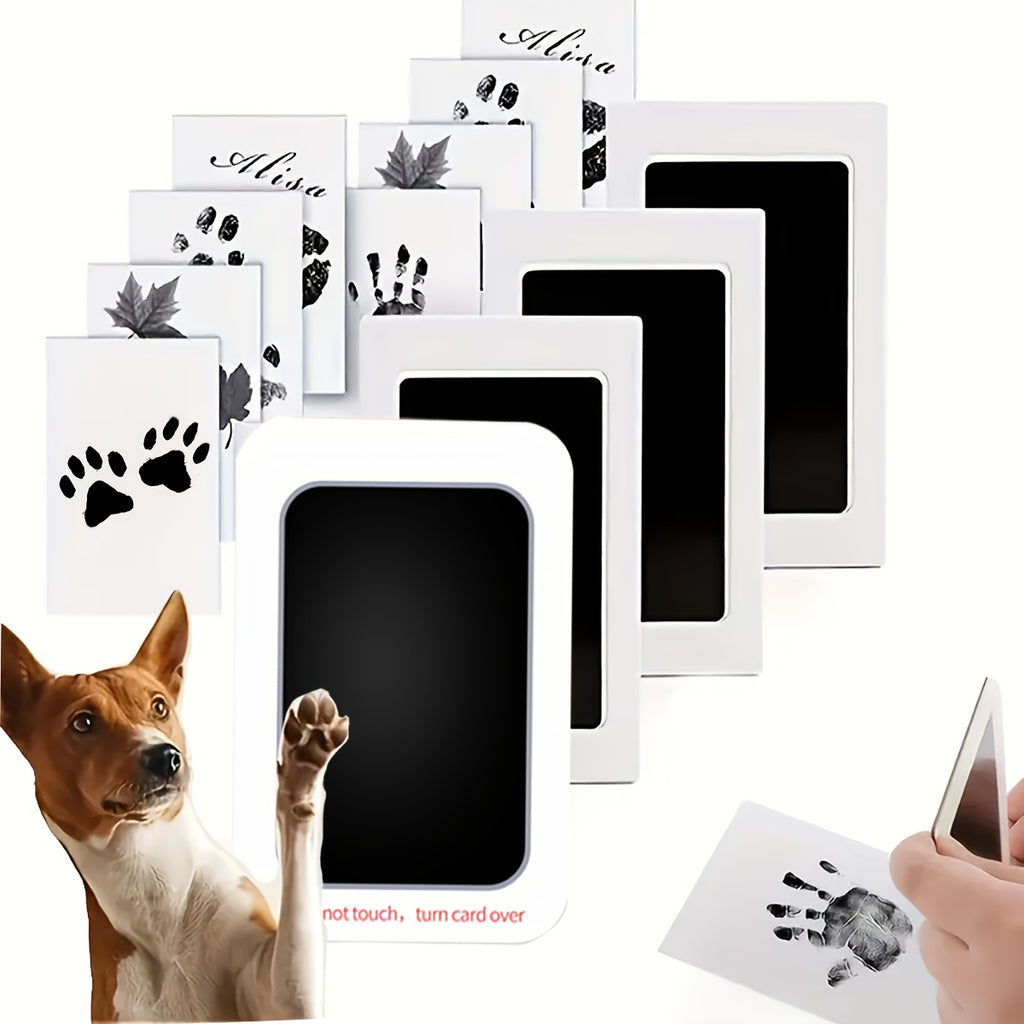 Pet Paw Print Keepsake Kit for Dogs and Cats, 8pcs Listed Set with Quick-Dry Black Ink for Memory Crafts, Pet Memorials and Christmas Gifts