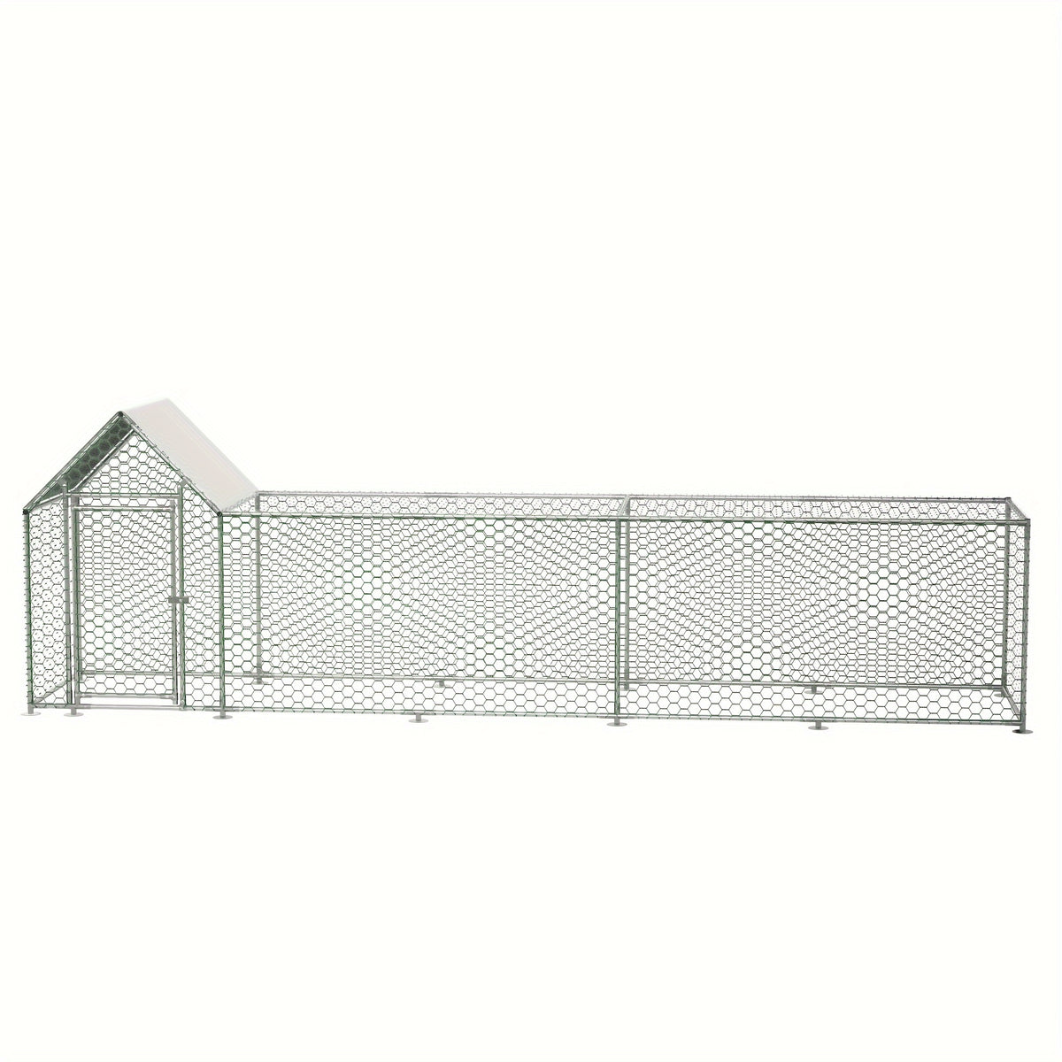 Large Metal Chicken Run with Lockable Door and UV-Resistant Cover, Steel Frame Poultry Enclosure with PVC-Coated Mesh for Backyard Hens and Ducks