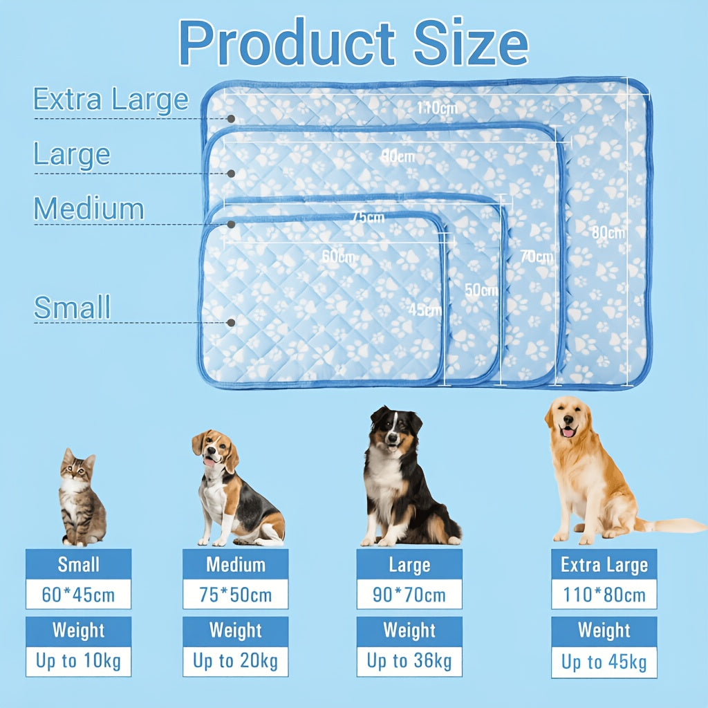 Self Cooling Mat for Dogs with Cooling Fiber, Washable Non-Slip Foldable Summer Pet Resting Pad in Small, Medium and Large Size Options