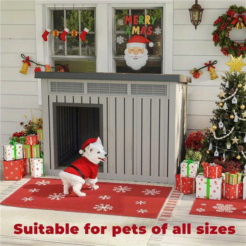 Resin Dog House 33 Inch with Slanted Roof and Ventilation Openings, UV-Resistant Outdoor Pet Shelter in Black or Grey for Backyard Rest