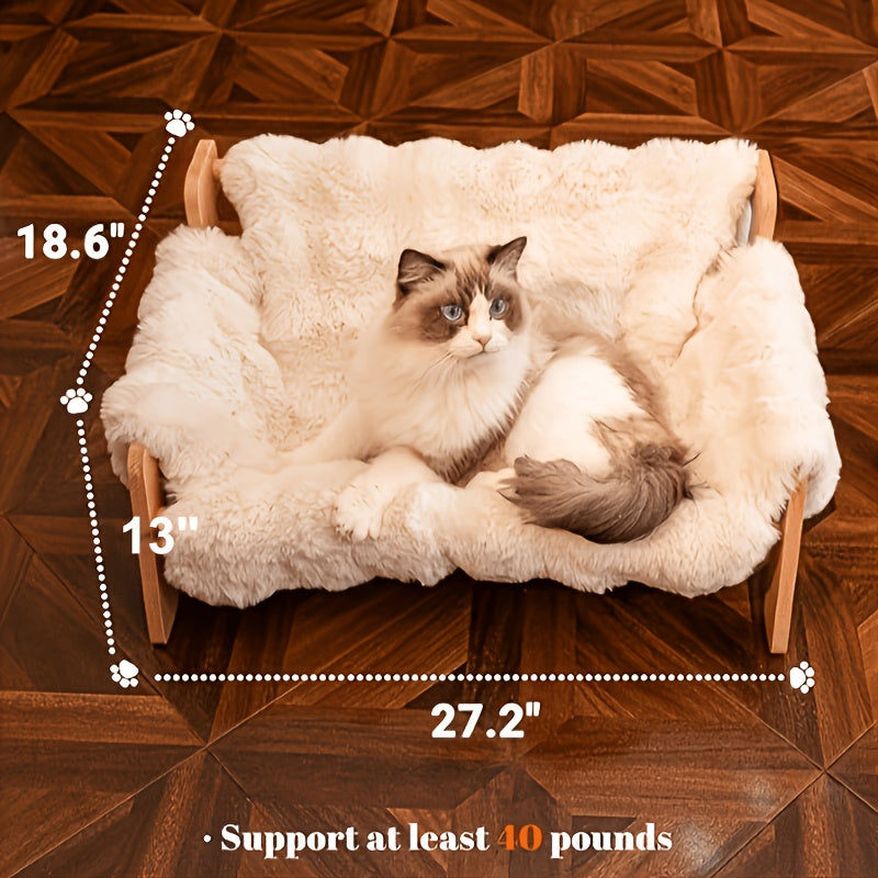 Pet Sofa Bed for Cats and Small Dogs, Elevated Lounge Furniture Listing with White, Grey and Bamboo Mat Style Options for Home Rest