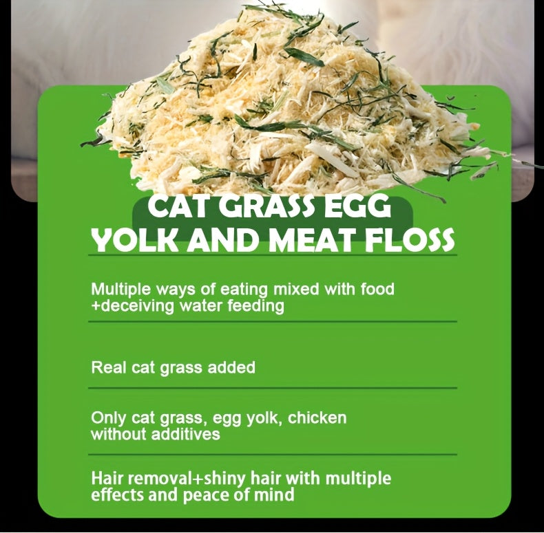 Freeze Dried Chicken Cat Food Topper with Meat Floss, 60g 2.12oz Pack to Mix with Wet or Dry Cat Food for Mealtime Variety and Cat Lover Gifts