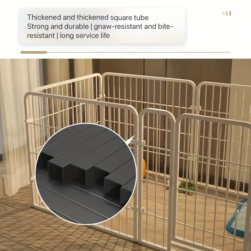 Indoor Dog Enclosure with Flexible Layout for Rest, Play and Potty Areas, Stainless Steel Pet Pen in Black or White for Small and Medium Dogs
