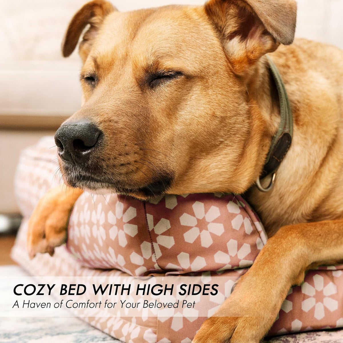 Dog Bed with Removable Bolsters, Egg Crate Foam Pet Sofa with Machine Washable Cover and Non-Slip Bottom, M L XL Sizes in Three Color Options