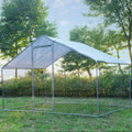 Walk-In Chicken Coop with Lockable Door, Galvanized Metal Poultry Run and UV-Resistant Cover for Backyard Hens, 118.1 x 78.7 x 78.7 Inches