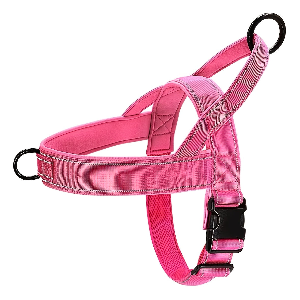 Front Clip Dog Harness with Top Handle, Adjustable Reflective Chest Strap Design for Daily Walks and Training, Black Khaki or Pink in S M XL
