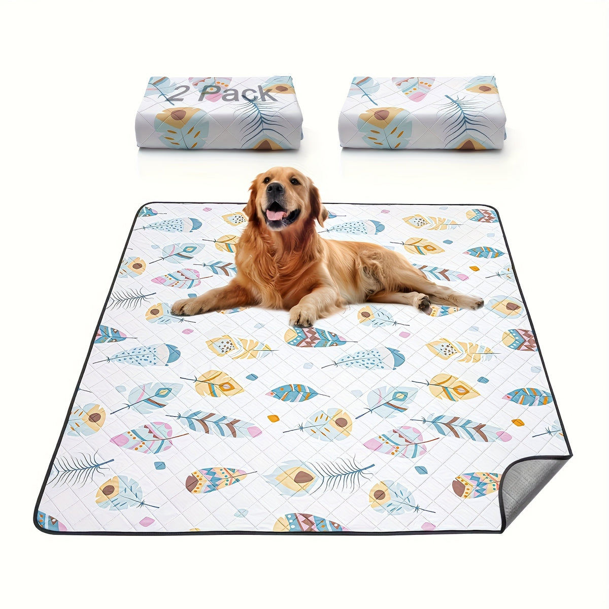 Washable Dog Pee Pads in White, 2-Pack Multiple Sizes or 18 x 24 Inch 6-Pack, Reusable Non-Slip Puppy Training and Whelping Mats for Crates and Playpens