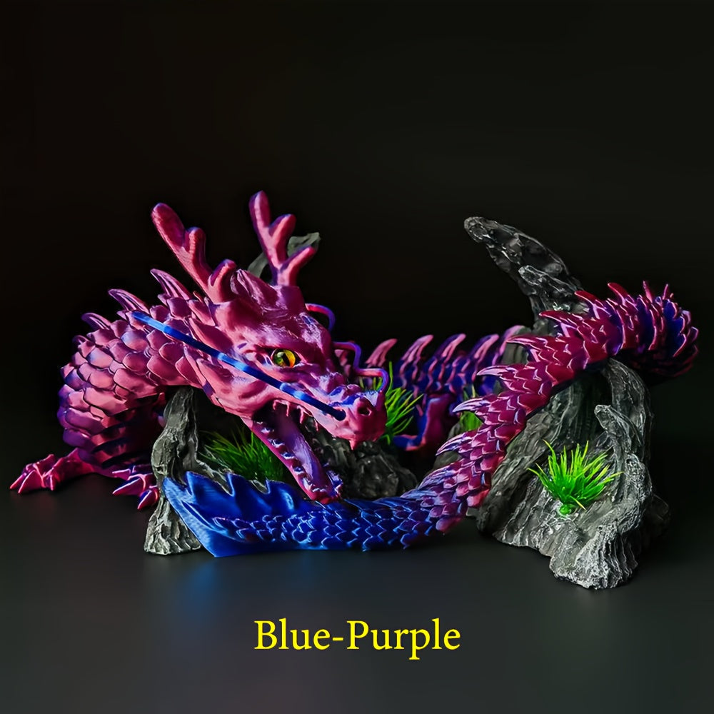 3D Printed Dragon Figurine, Large 88cm Articulated Dragon with Movable Joints and Mouth for Desktop Display, Fantasy Decor and Birthday Gifts
