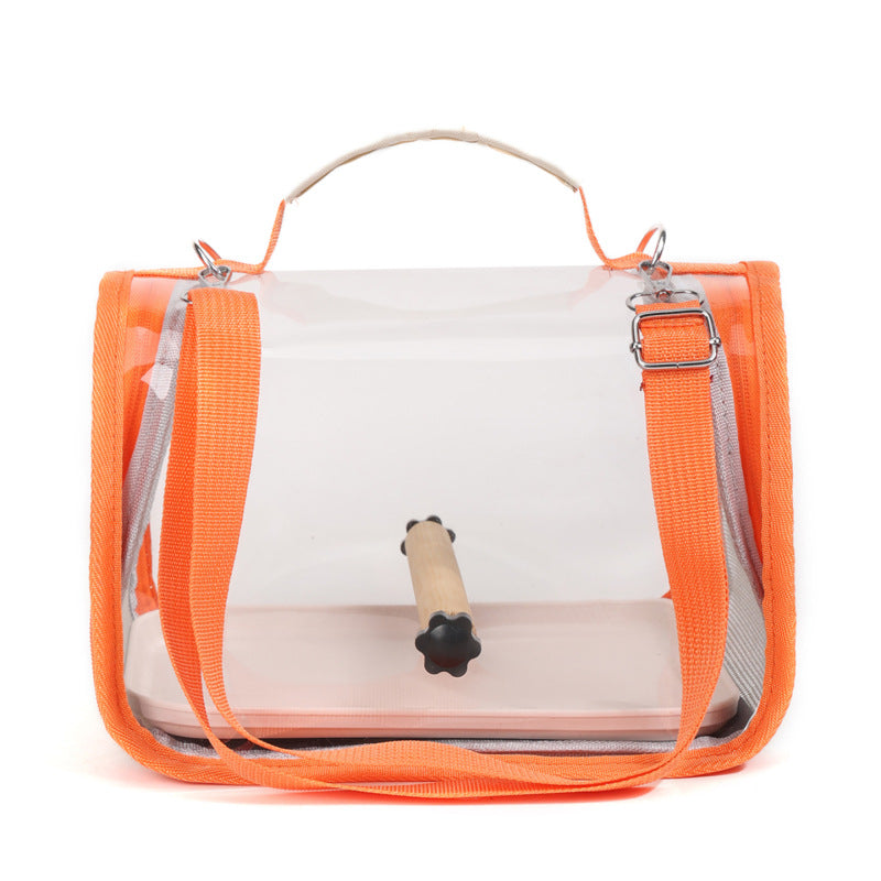 Small Bird Carrier with Perch, Portable Parrot Travel Bag with Clear Viewing Panels, Mesh Ventilation and Carry Handle for Vet Visits