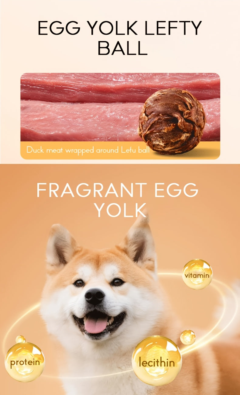 Duck Egg Yolk Dog Treat Balls, 100g Meat-Wrapped Filled Chew Snacks for Supervised Reward Time, Everyday Treats and Dog Lover Gift Baskets