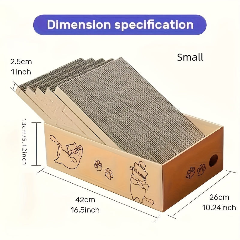 Cardboard Cat Scratcher Bed Combo, Five-Layer Corrugated Scratching Board with Replaceable Design for Indoor Cats and Kittens, 5-Piece Set Options