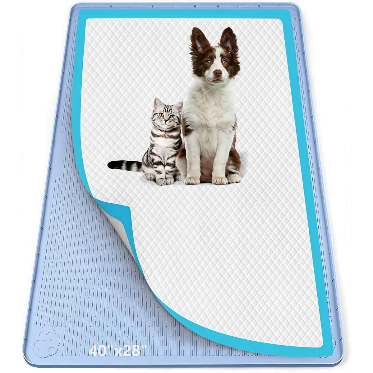 Silicone Pee Pad Holder for Dogs, Bartuke Washable Raised-Edge Training Pad Tray with Non-Slip Surface for Indoor Potty Routines, Pads Not Included