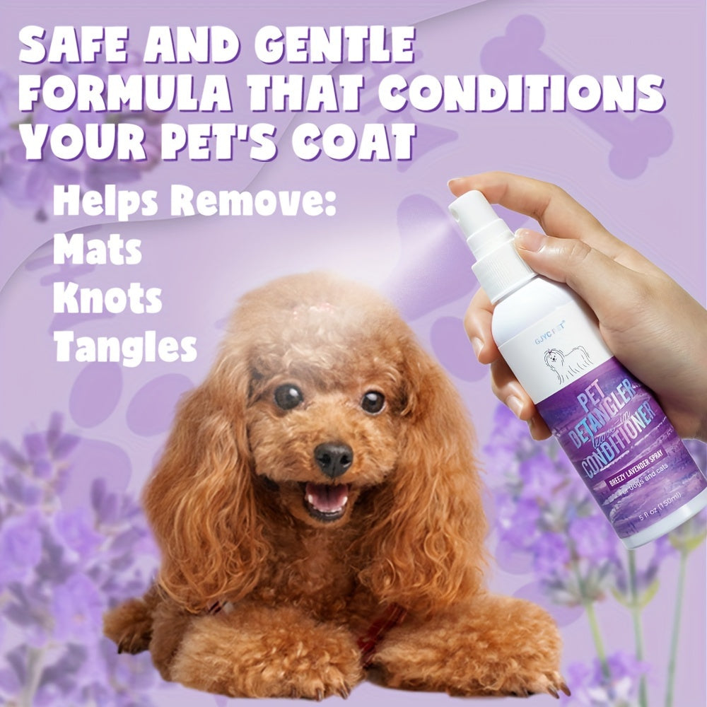 Dog Detangler Spray with Lavender Fragrance, 150ml Leave-In Conditioner and Tangle Remover for Everyday Coat Brushing and At-Home Dog Grooming