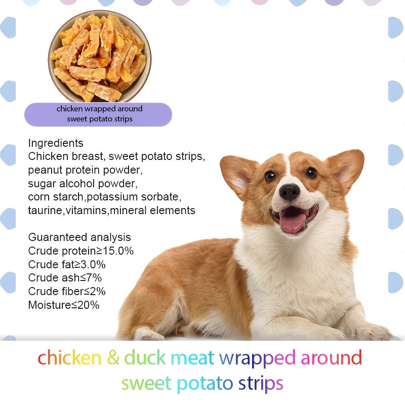 Duck Sweet Potato Dog Treats, Meat-Wrapped Sweet Potato Strips in 3.53 oz / 100g Options for Supervised Snack Time and Training Rewards