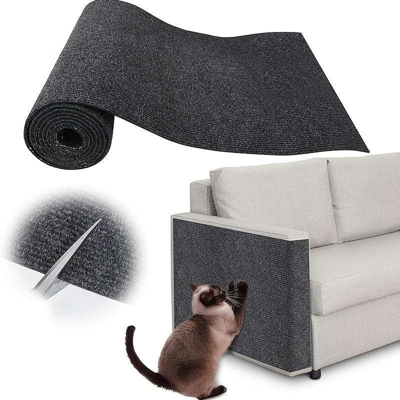 Indoor Cat Scratching Pad with Self-Adhesive Backing, Sofa and Wall Protection Scratcher for Cat Activity Areas in Dark Gray, Black or Light Grey